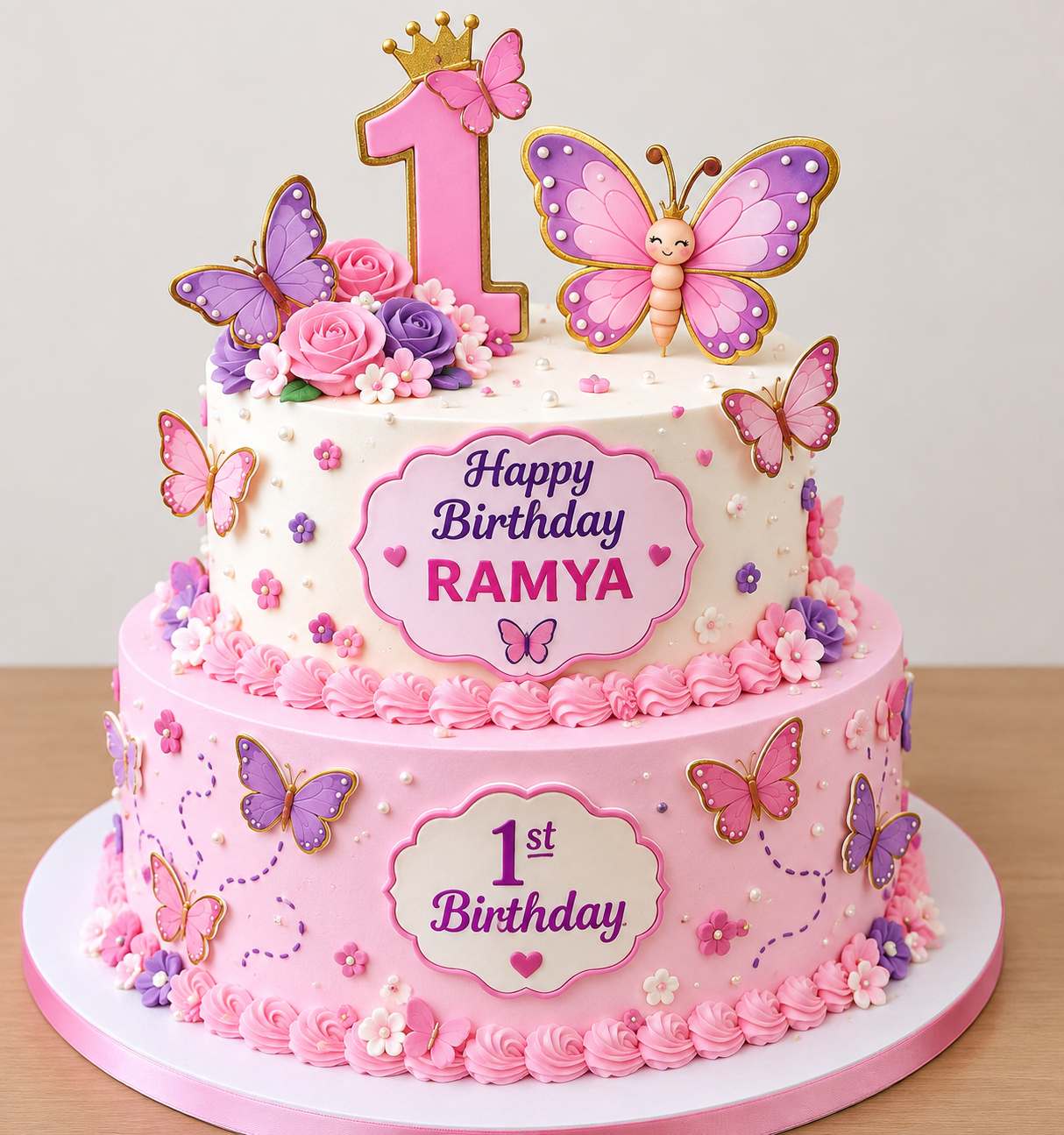 Pink & Purple Butterfly Cake