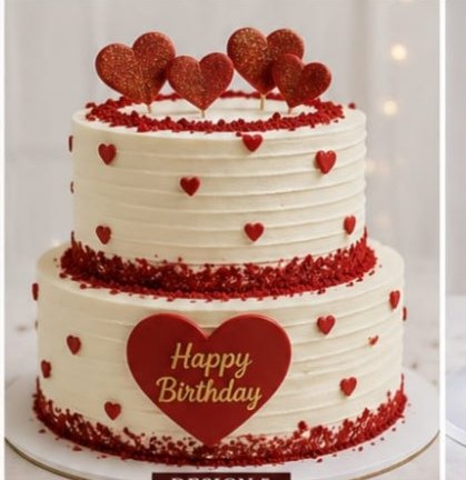 Red Velvet Heart Theme Birthday Cake ❤️